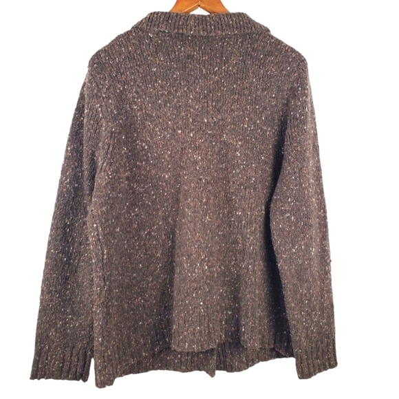 Women's Karen Scott Collared Cardigan. Heathered Brown. LG - Picture 8 of 11